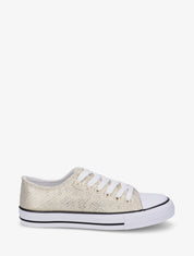 Sneakers irisées en simili - Beige - 1