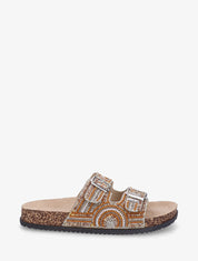 Claquettes strassées à double brides - Camel - 1
