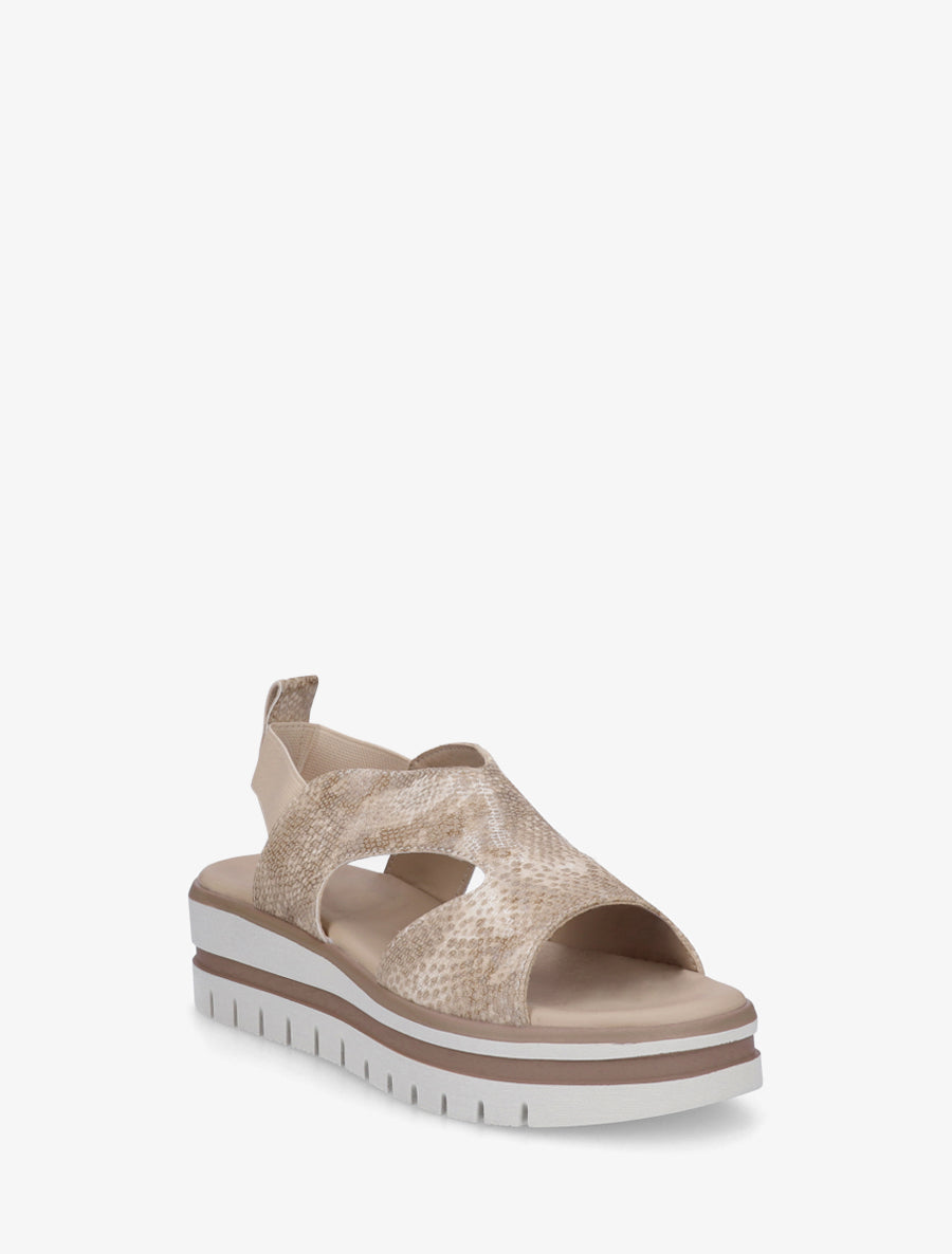 Sandales compensées à cheville élastiquée - Beige - 2
