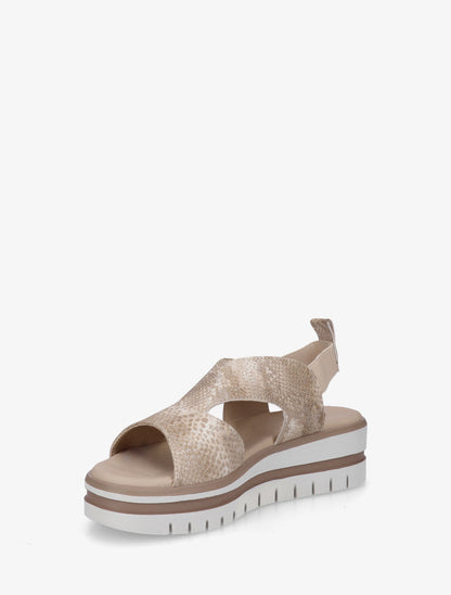 Sandales compensées à cheville élastiquée - Beige - 3
