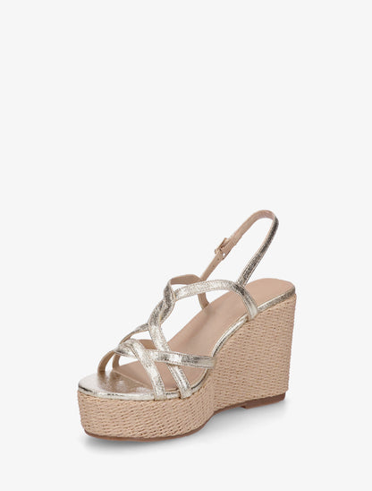Sandales compensées à bride entrelacées - Or - 3