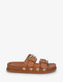 Claquettes en simili à empiècement bijoux strassés - Camel - 1