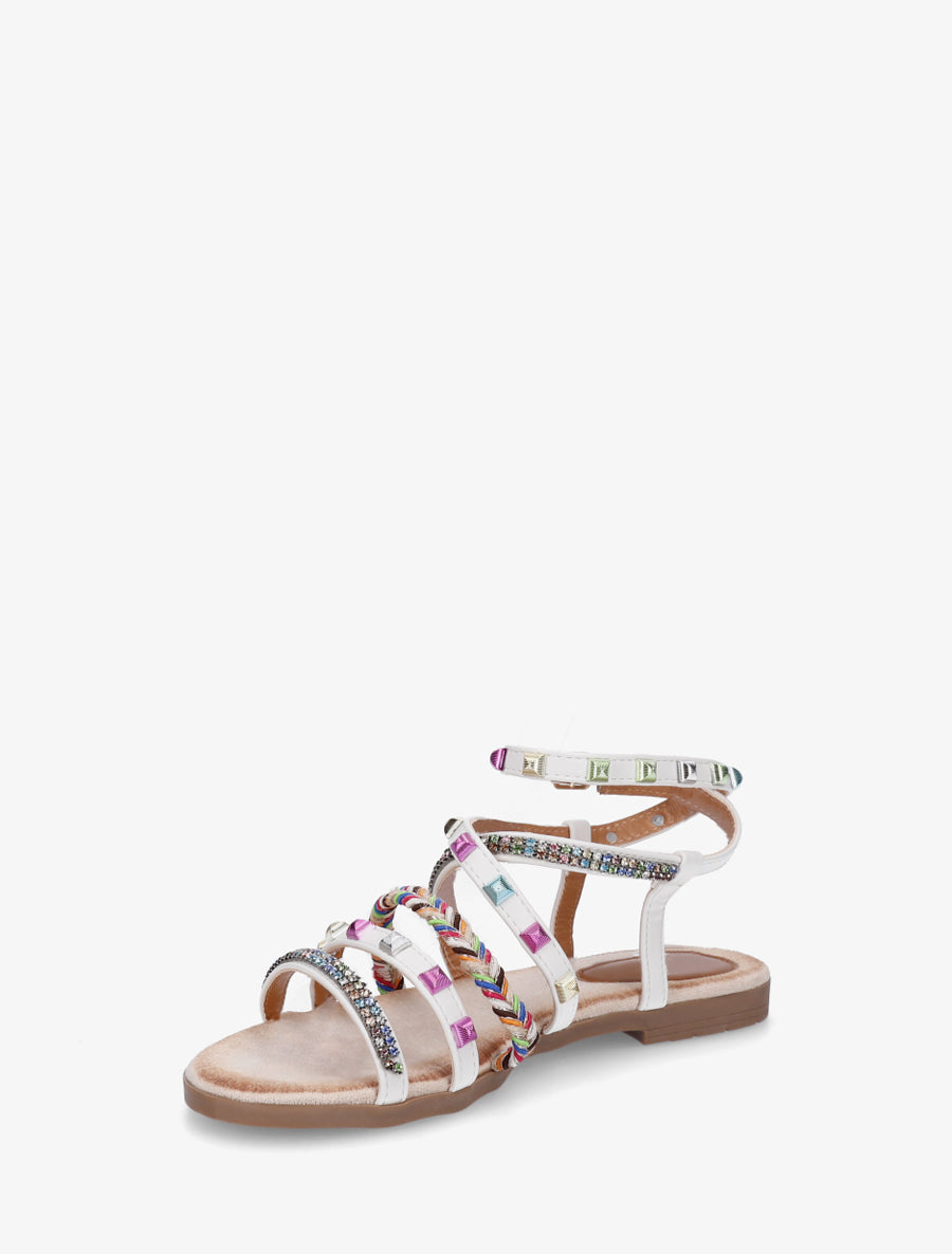 Nu-pieds à empiècement strass multicolore - Blanc - 3
