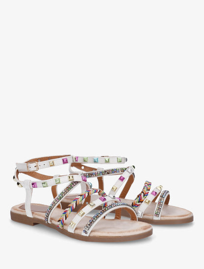 Nu-pieds à empiècement strass multicolore - Blanc - 4