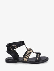 Nu-pieds cloutés en simili - Noir - 1