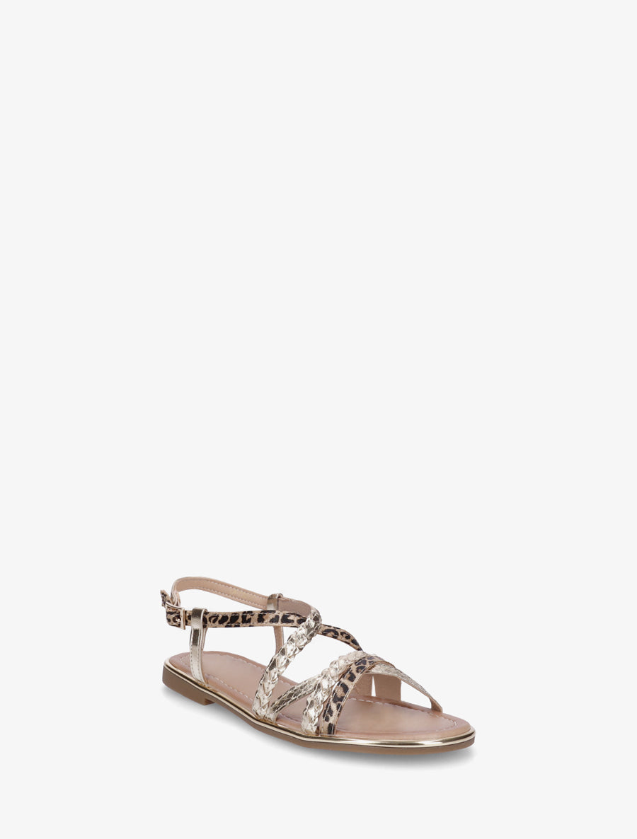 Nu-pieds croisés à tresses - Or - 2