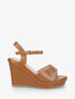 Sandales compensées en simili - Camel - 1
