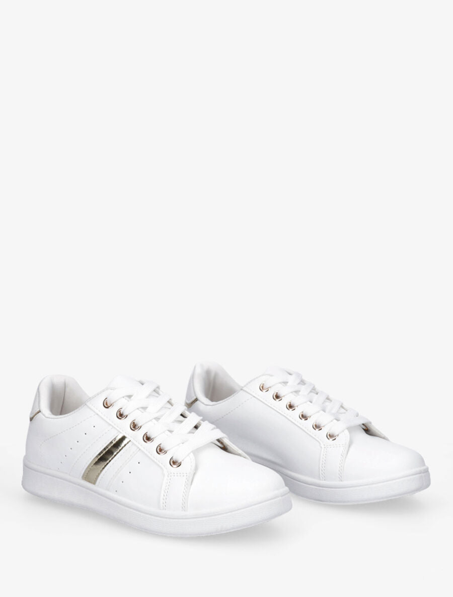 Baskets classiques à bandes colorées et irisées - Blanc - 4