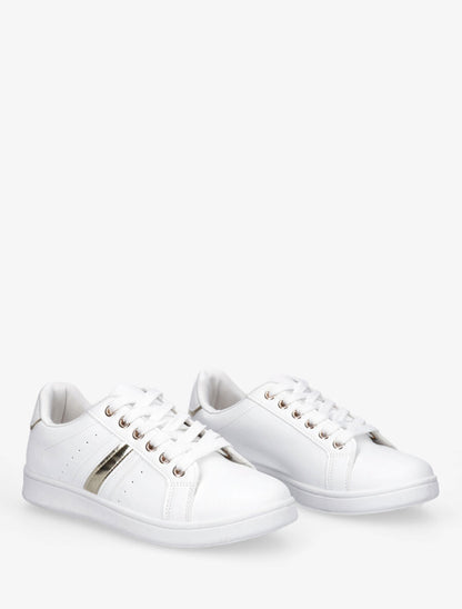 Baskets classiques à bandes colorées et irisées - Blanc - 4