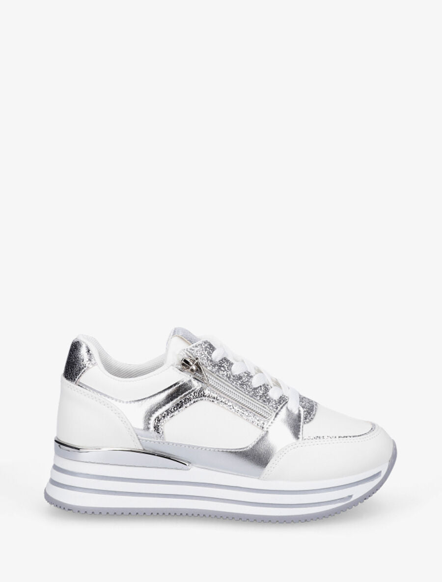 Baskets à zip et paillettes - Blanc - 5