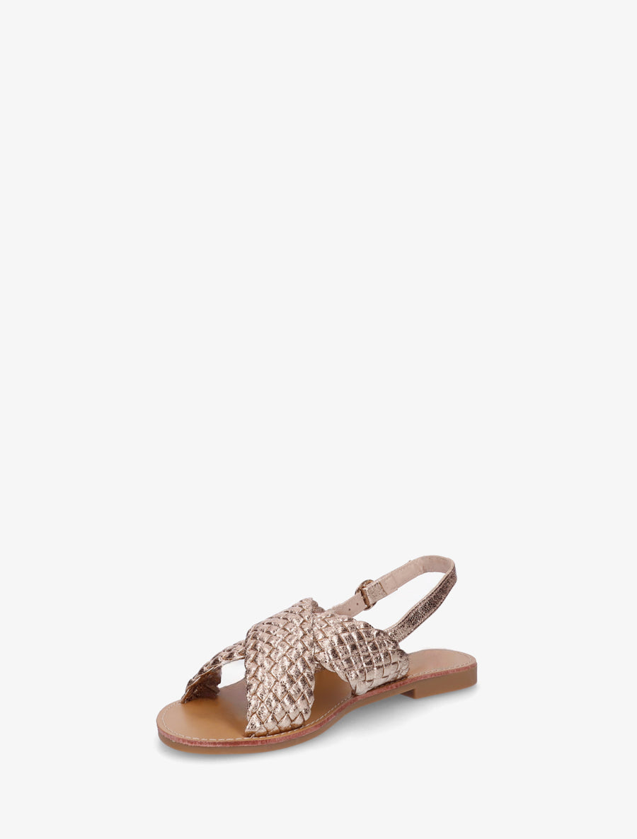 Nu-pieds en simili tressé - Rose gold - 3