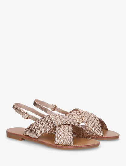 Nu-pieds en simili tressé - Rose gold - 4