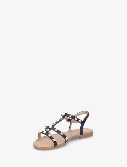Nu-pieds style spartiate à clous - Noir - 3