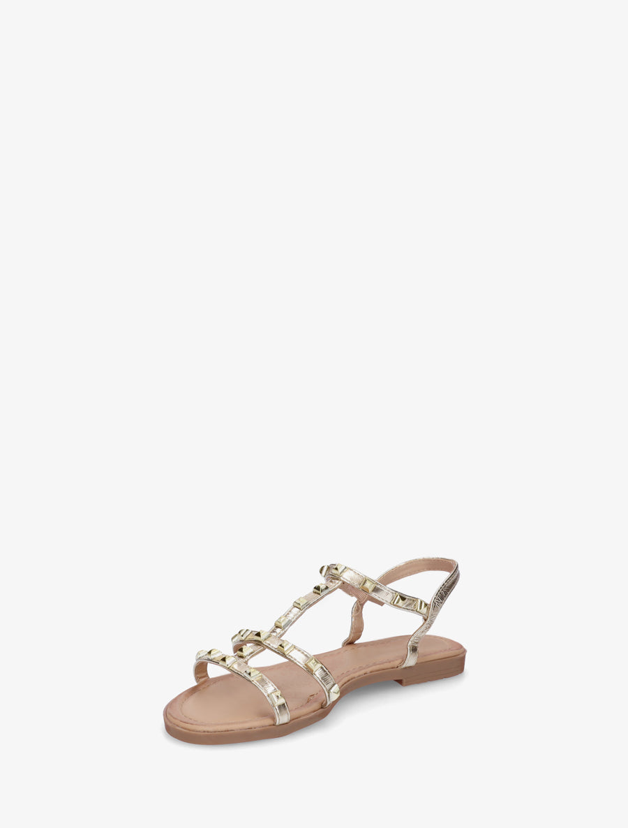 Nu-pieds style spartiate à clous - Or - 3