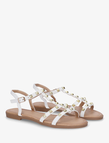 Nu-pieds style spartiate à clous - Blanc - 4