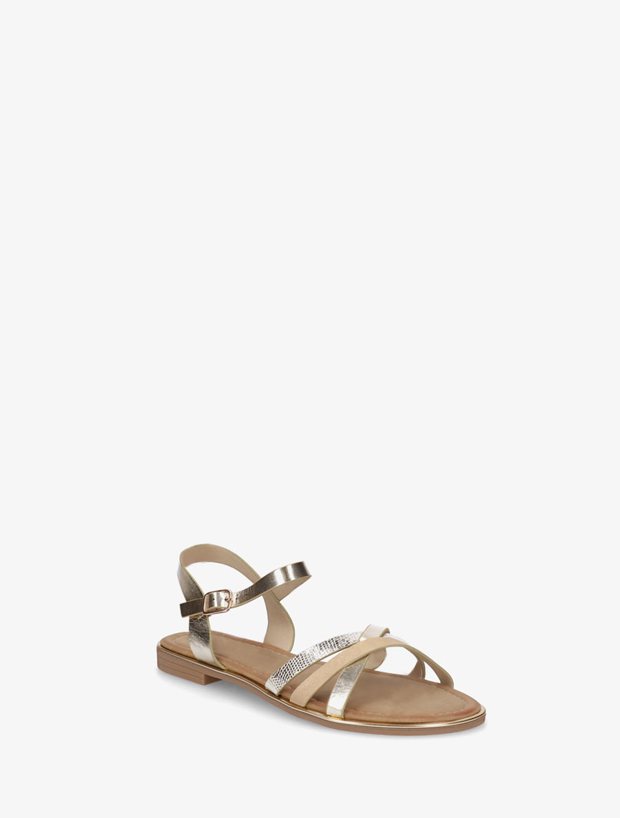 Nu-pieds croisés à brides fantaisies - Or - 2