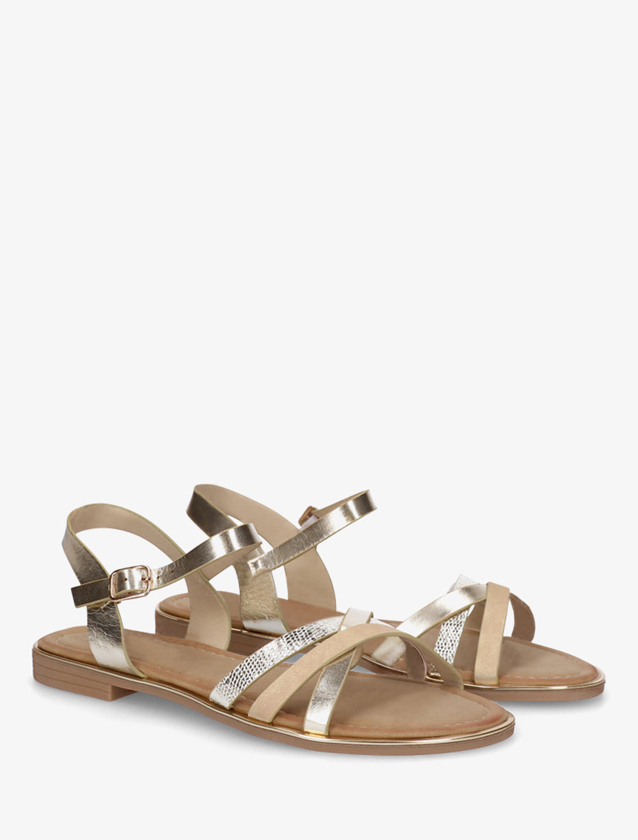 Nu-pieds croisés à brides fantaisies - Or - 4