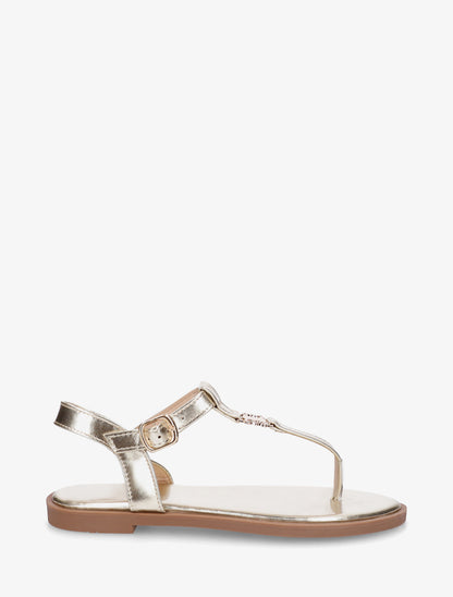 Nu-pieds à entredoigt et empiècement métal - Or - 1