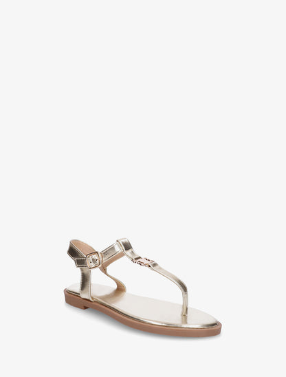Nu-pieds à entredoigt et empiècement métal - Or - 2