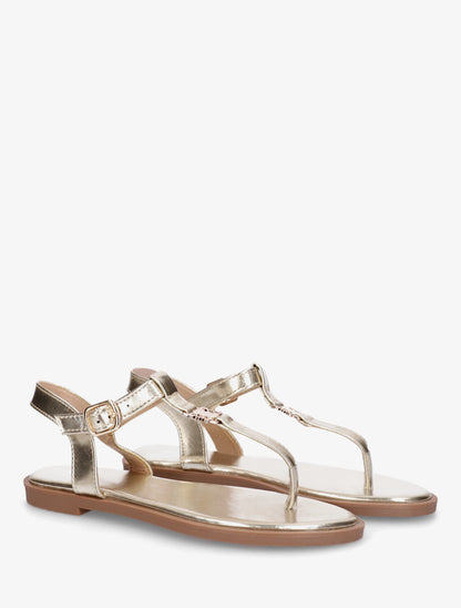 Nu-pieds à entredoigt et empiècement métal - Or - 4