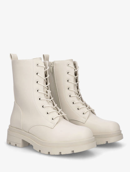 Bottines montantes à lacets - Beige - 4