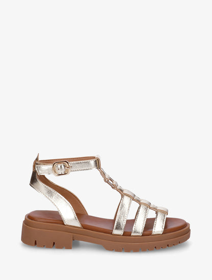 Nu-pieds style spartiates en simili - Or - 1