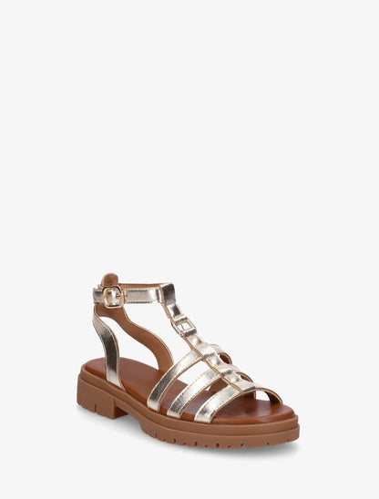 Nu-pieds style spartiates en simili - Or - 2