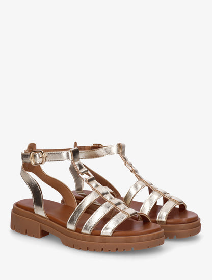 Nu-pieds style spartiates en simili - Or - 4