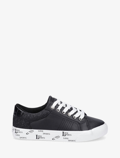 Sneakers en simili à flocage - Noir - 1