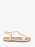 Sandales tressées à empiècement bijoux style jade - Beige - 1