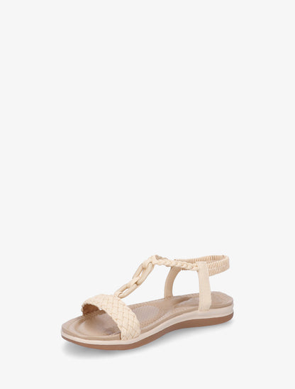 Sandales tressées à empiècement bijoux style jade - Beige - 3