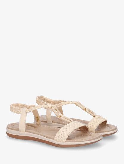 Sandales tressées à empiècement bijoux style jade - Beige - 4