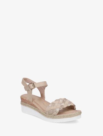 Sandales compensées à bride tressée - Beige - 2