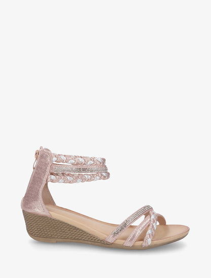 Sandales compensées à contrefort zippé - Rose gold - 1