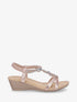 Sandales compensées à empiècement perles et strass - Rose gold - 1