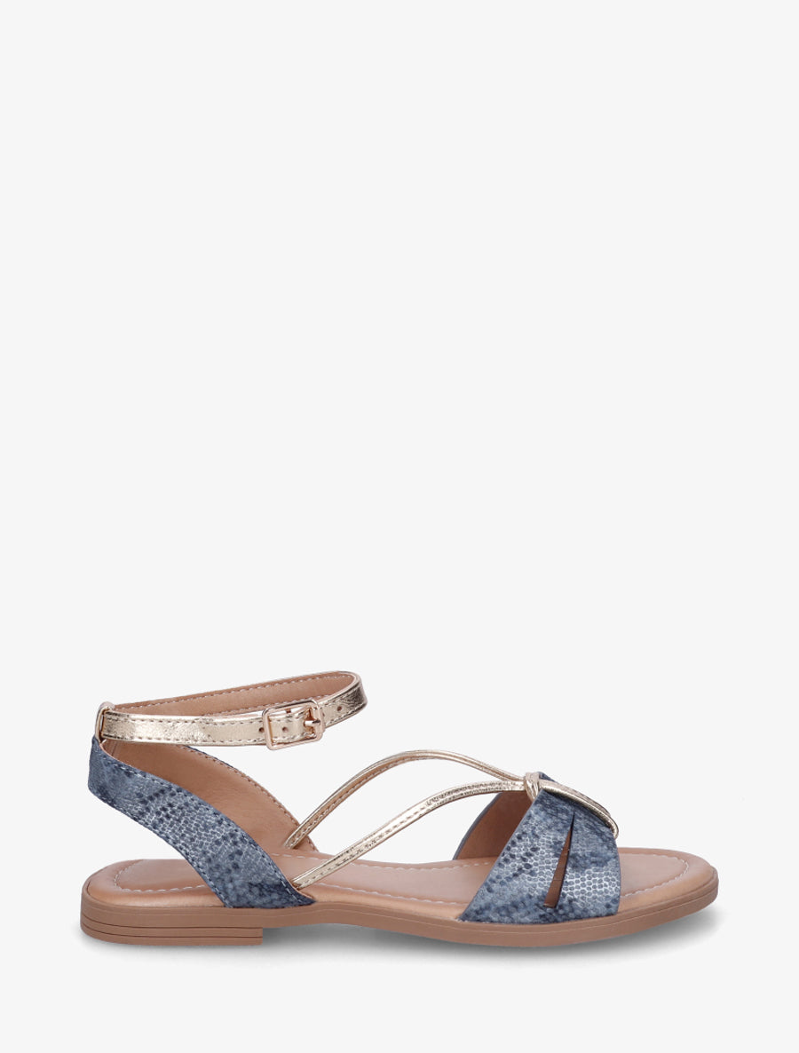 Nu-pieds en python irisé - Bleu - 1