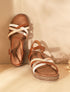 Nu-pieds à brides croisées effet irisé et python - Camel - 1
