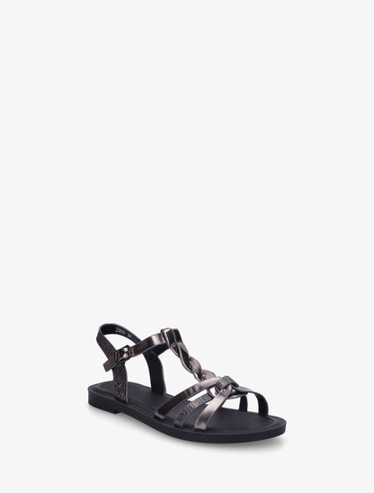 Sandales à brides torsadées et détail imprimé python - Noir - 2