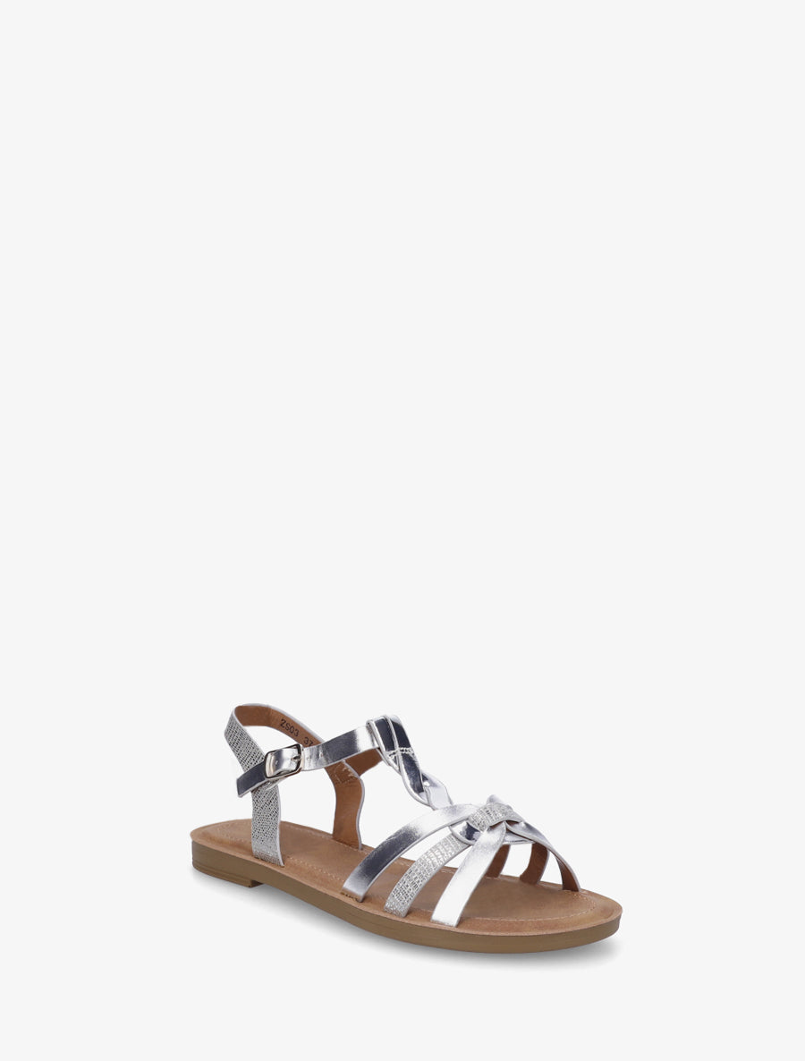 Sandales à brides torsadées et détail imprimé python - Argent - 2
