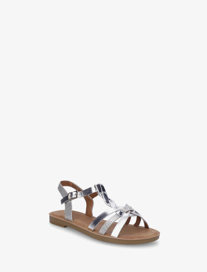 Sandales à brides torsadées et détail imprimé python - Argent - 2
