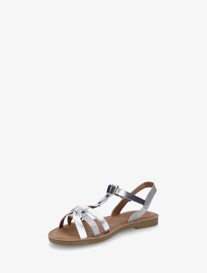 Sandales à brides torsadées et détail imprimé python - Argent - 3