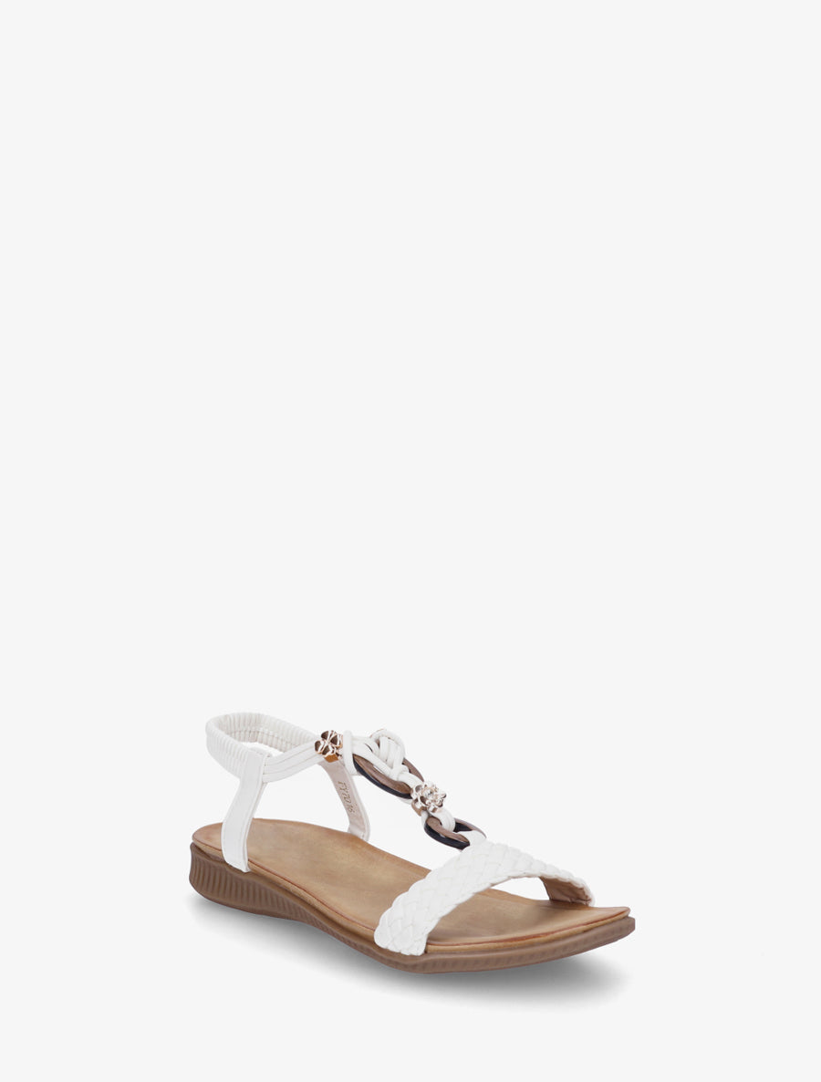 Nu-pieds à empiècement bijoux - Blanc - 2