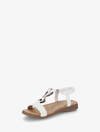 Nu-pieds à empiècement bijoux - Blanc - 3