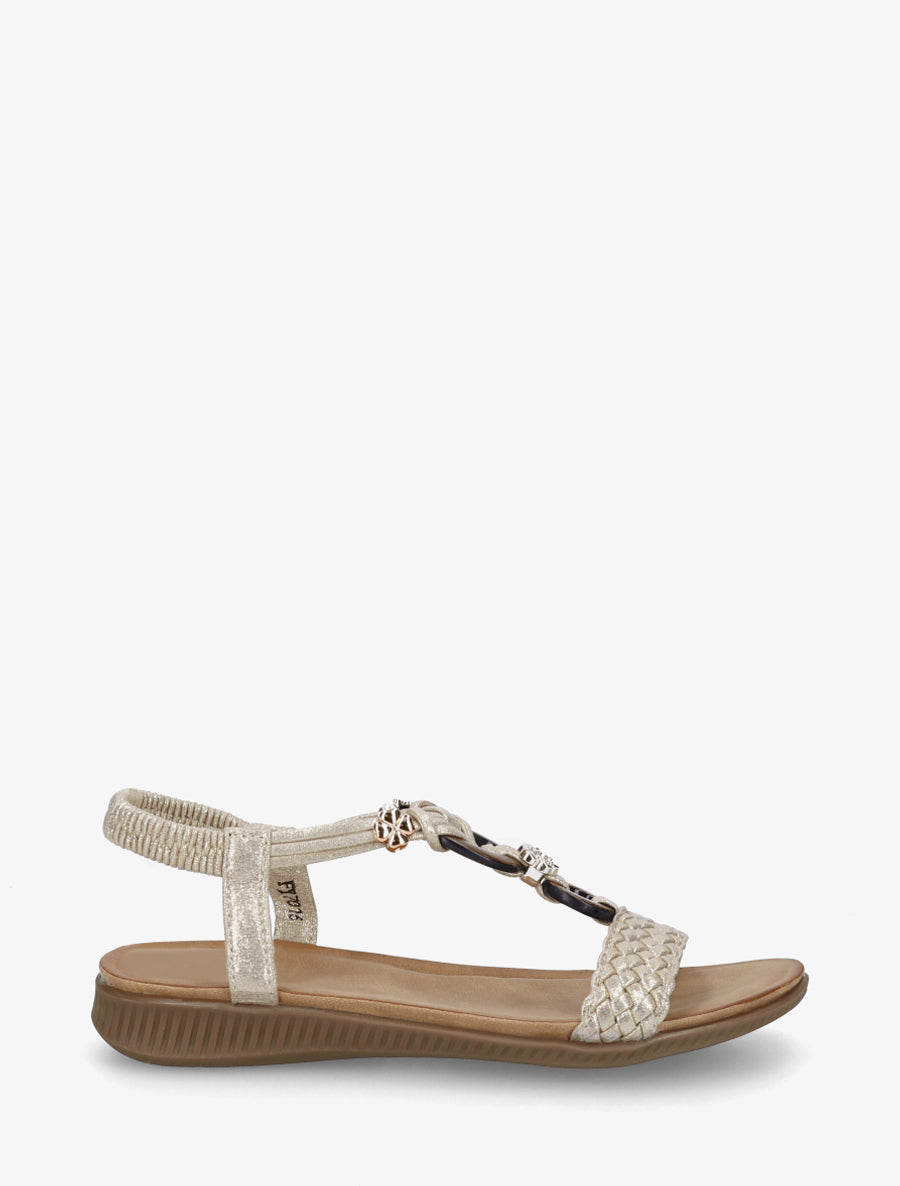 Nu-pieds à empiècement bijoux - Or - 1
