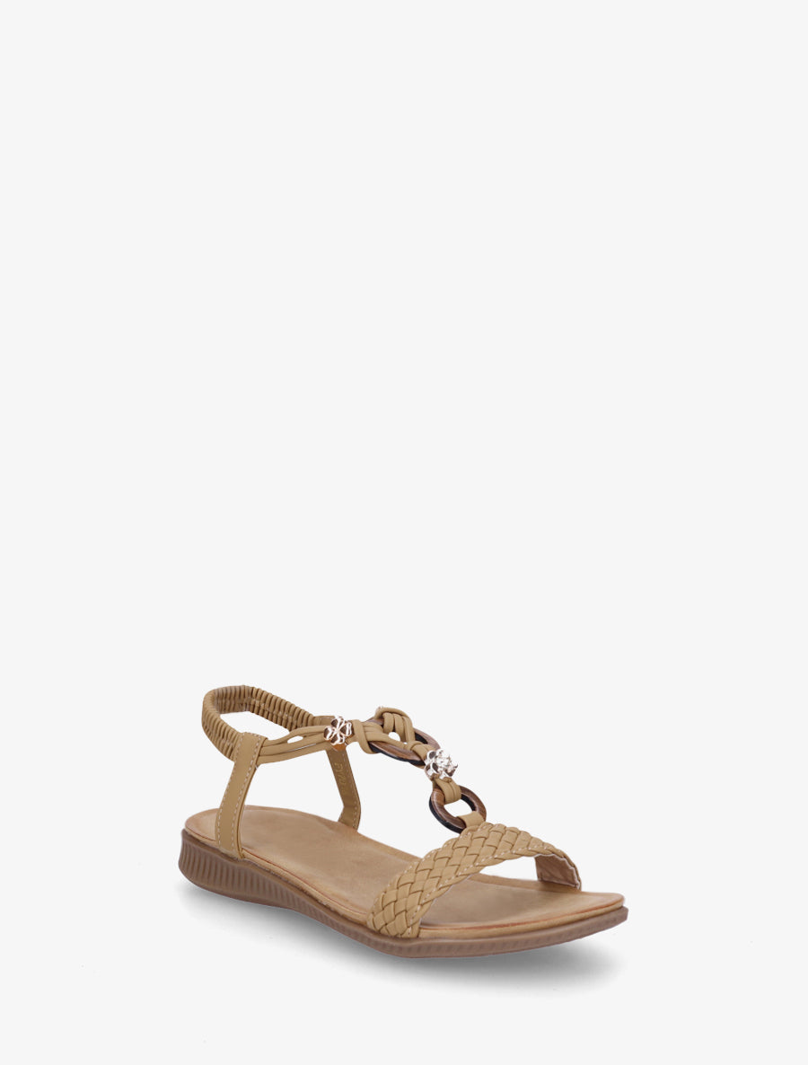 Nu-pieds à empiècement bijoux - Taupe - 2