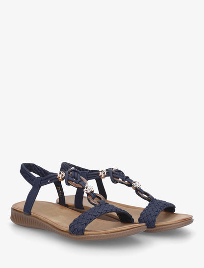 Nu-pieds à empiècement bijoux - Marine - 4