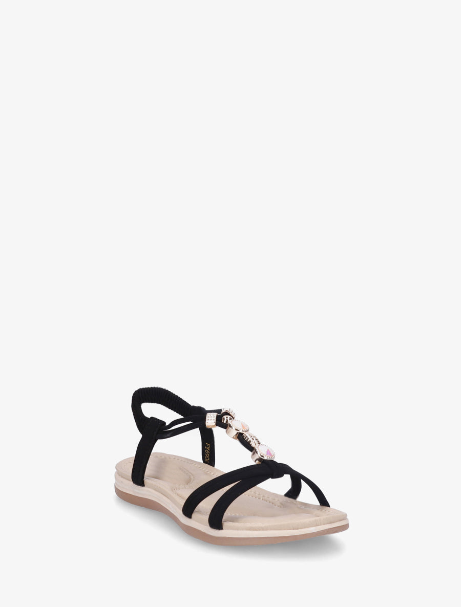 Nu-pieds à tour de cheville élastiquée - Noir - 2