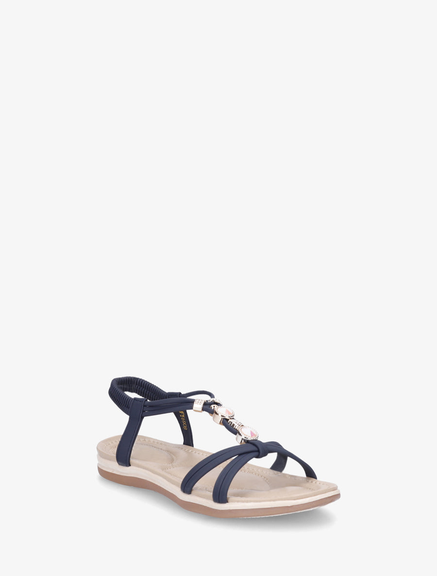 Nu-pieds à tour de cheville élastiquée - Marine - 2