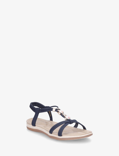 Nu-pieds à tour de cheville élastiquée - Marine - 2