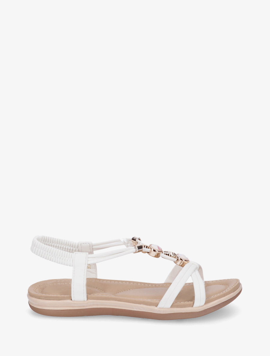 Nu-pieds à tour de cheville élastiquée - Blanc - 1